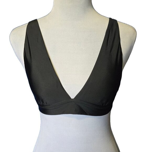 aerie Other - Aerie Black Deep-V Bikini Swim Top Medium NWT Simple Plain Minimalist Sporty Tie